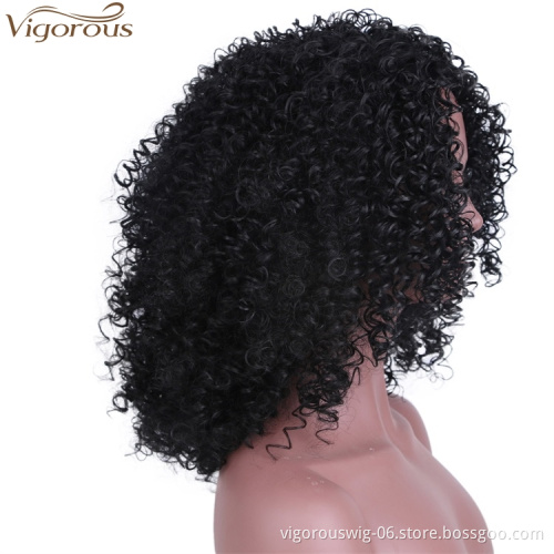 Vigorous Short Big Afro Kinky Curly Wigs for Black Women Premium Synthetic Hair Wigs Natural Looking Hair Replacement Wig